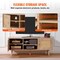Rattan TV Stand for 55 Inch TV Bohemian Style Media Console with Storage Cabinets